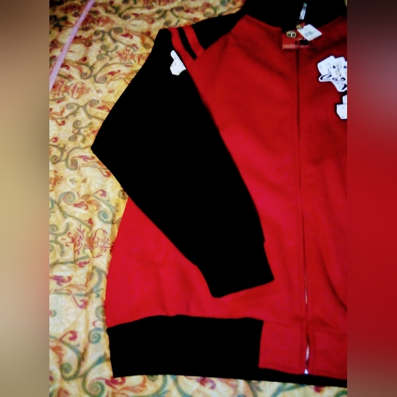 Tank Jeans Full Zip Graphic Fleece Track Jacket Coat Men's 4XL Red NWT - Picture 5 of 13